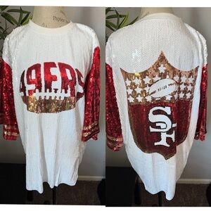 San Francisco 49ers Shirt size large women bling glitter sequin new